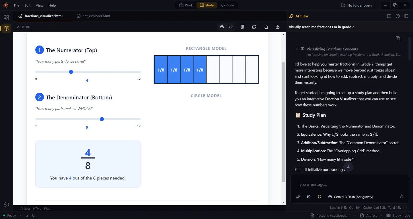 KwachaAI Study Mode showing lesson notes, explanations, and practice exercises