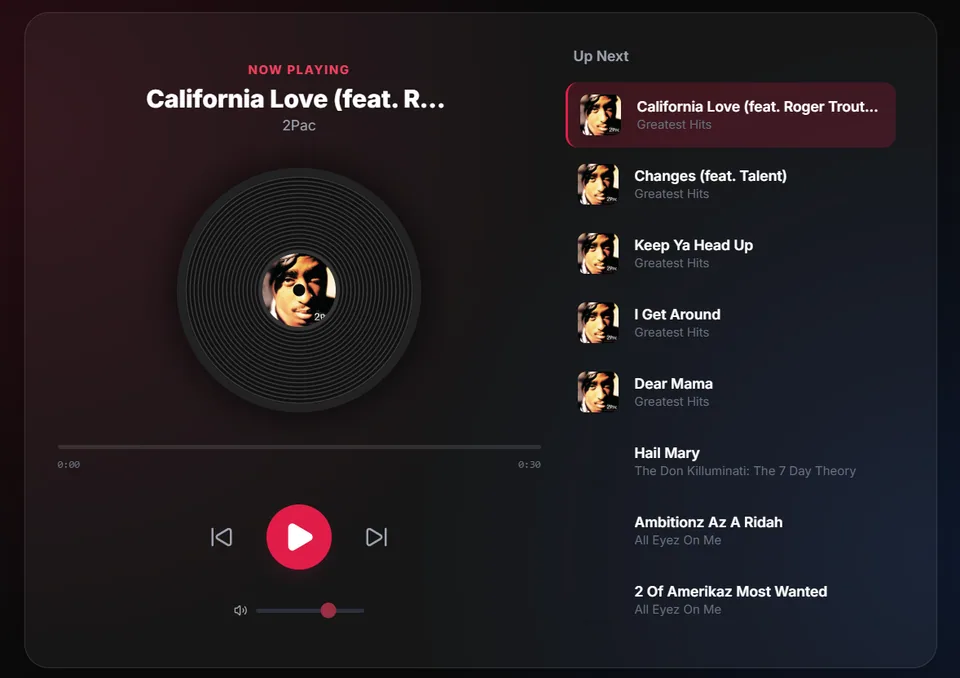 Music player built with KwachaAI
